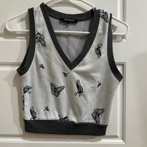v neck butterfly cropped vest, size s